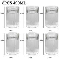 Japanese Vertical Pattern Glass Cup - Handmade Wine & Coffee Drinkware