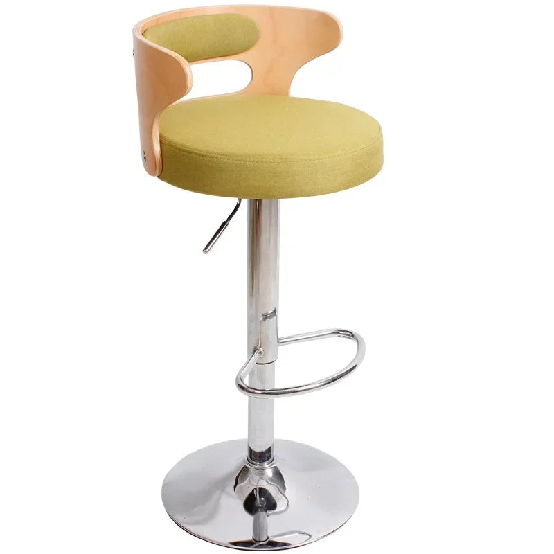 Modern Leather Swivel Bar Stool - Adjustable High Back Chair