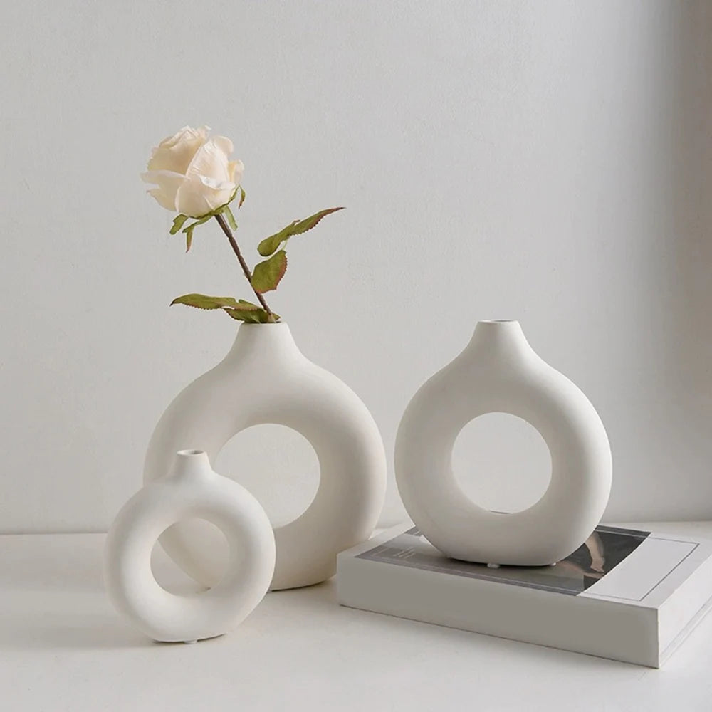 Nordic Hollow Decorative Vase - Circular Modern Accent Piece