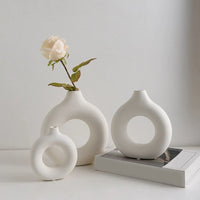 Nordic Hollow Decorative Vase - Circular Modern Accent Piece