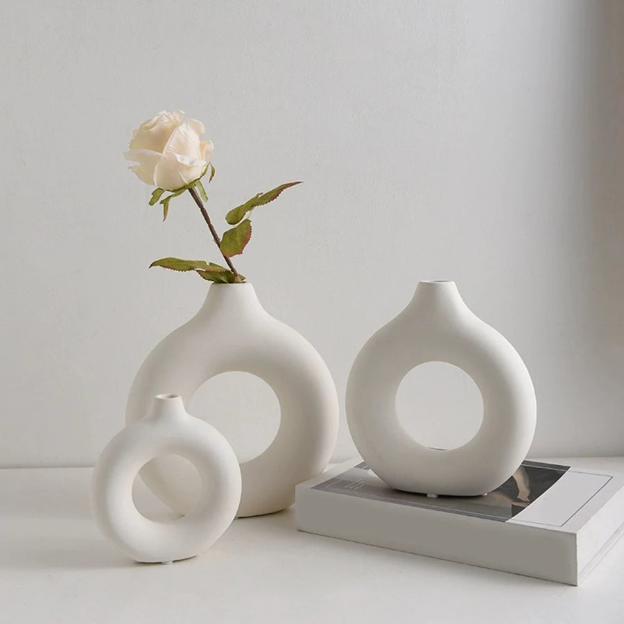 Nordic Hollow Decorative Vase - Circular Modern Accent Piece