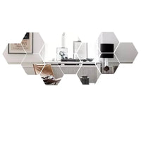 Hexagon Acrylic Mirror Wall Sticker Set - Self-Adhesive Decor