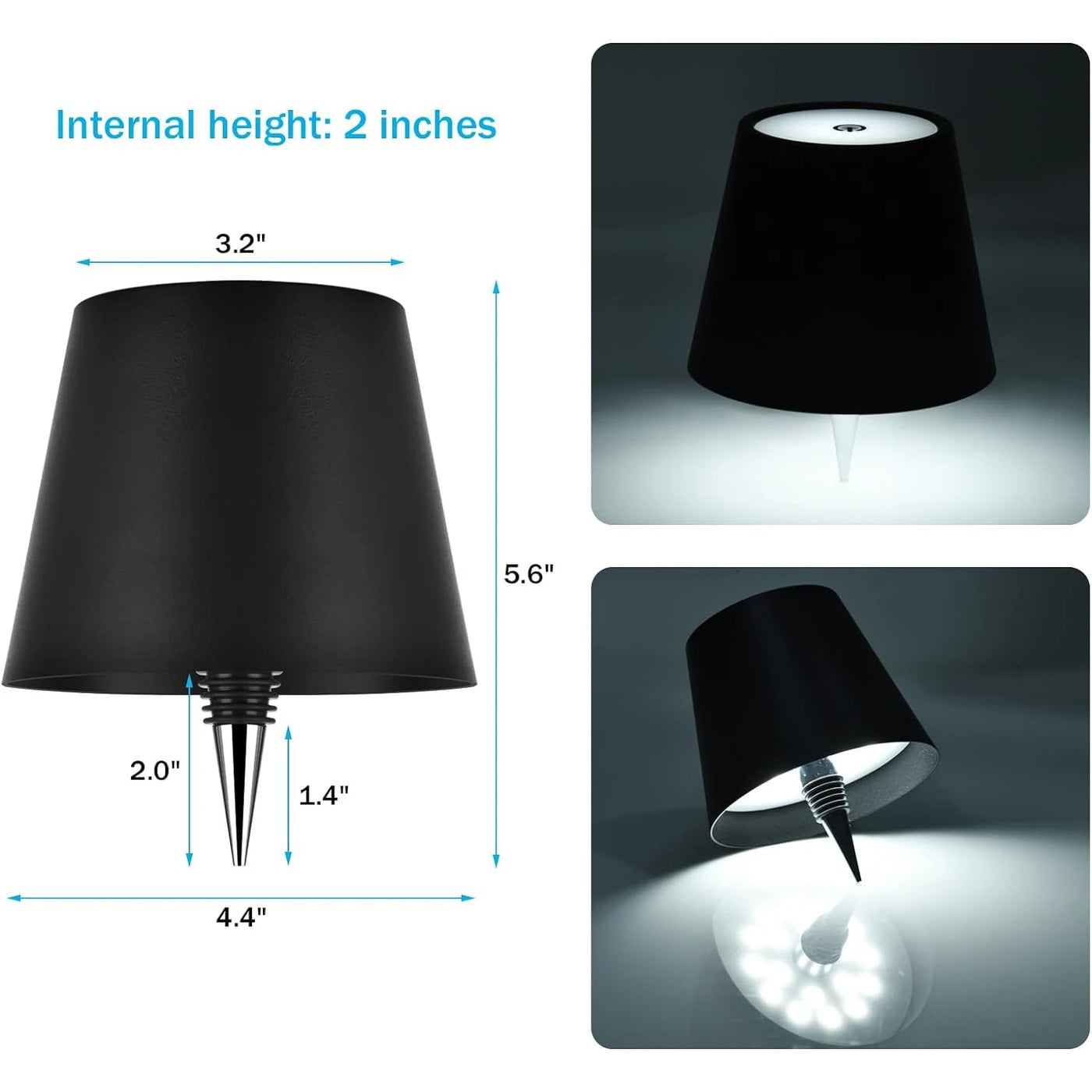 Wireless Bottle Table Lamp - 3 Color Touch Dimming Accent Light
