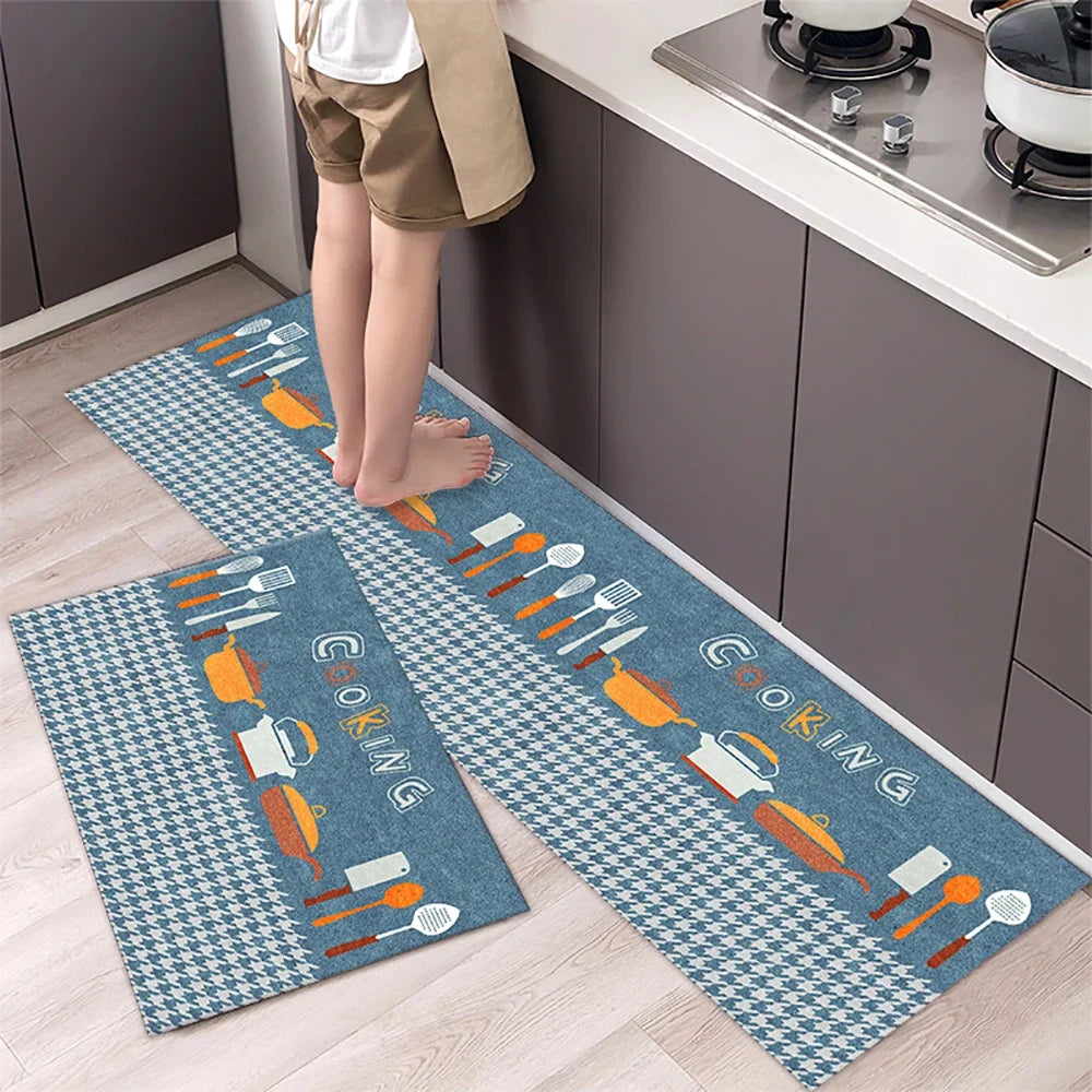 Soft Washable Kitchen Runner Rug - Anti-Slip Hallway and Entry Mat