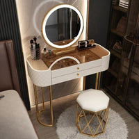 Luxury Makeup Vanity Desk - LED Mirror Dressing Table with Storage