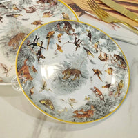 European Jungle Dinnerware Set - Ceramic Steak Plate and Coffee Cup Collection
