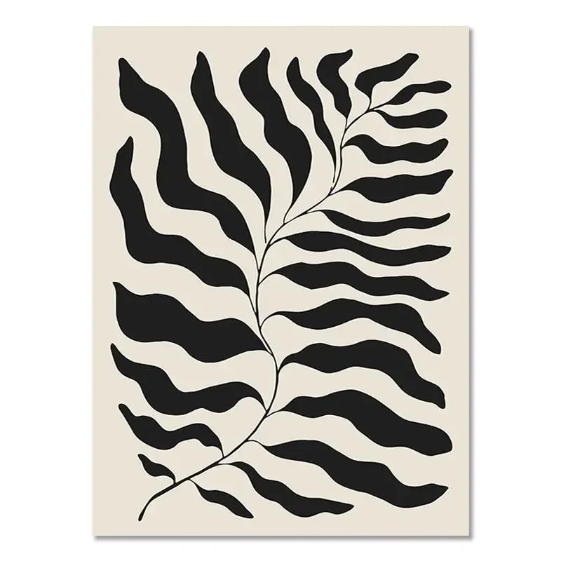 Abstract Boho Geometric Canvas Wall Art - Black and Beige Line Print