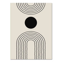 Abstract Boho Geometric Canvas Wall Art - Black and Beige Line Print