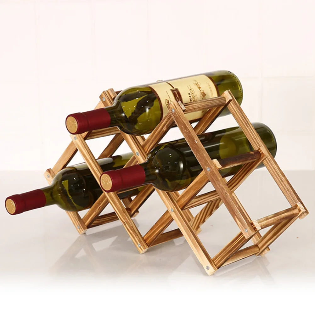 Wooden Wine Rack Stand - Multi-Bottle Pine Storage Organizer