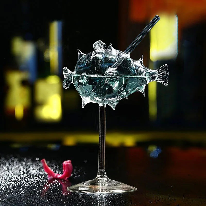 Artistic Fish and Octopus Cocktail Goblet