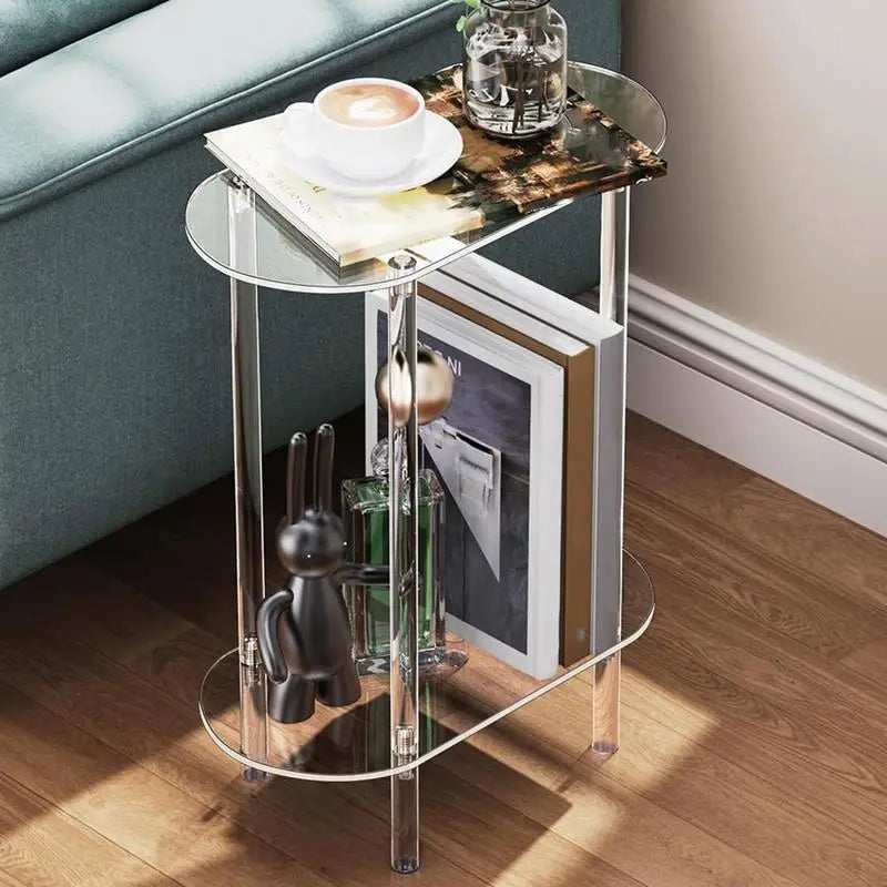Transparent Acrylic Coffee Table - Oval Two-Tier Side Table