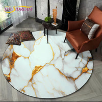 Luxury Marble Round Area Rug - Non-Slip Living Room Carpet