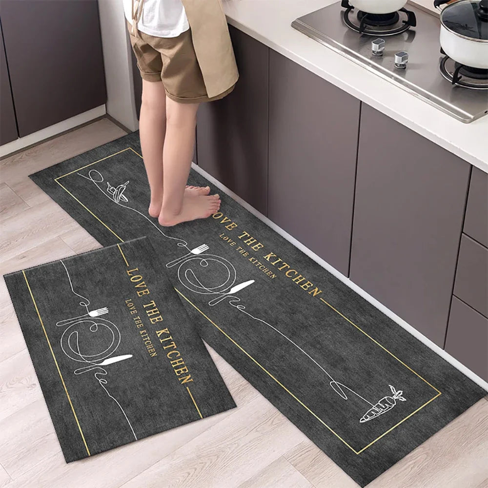 Soft Washable Kitchen Runner Rug - Anti-Slip Hallway and Entry Mat