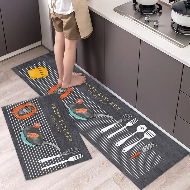 Soft Washable Kitchen Runner Rug - Anti-Slip Hallway and Entry Mat