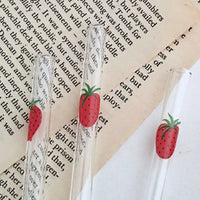 300ml Strawberry Glass Cup with Straw - Heat-Resistant Drinkware