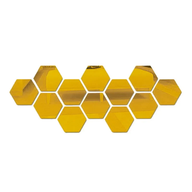 Hexagon Acrylic Mirror Wall Sticker Set - Self-Adhesive Decor