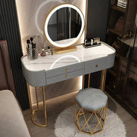 Luxury Makeup Vanity Desk - LED Mirror Dressing Table with Storage