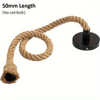 Retro Hemp Rope Pendant Light - Vintage Industrial Hanging Lamp