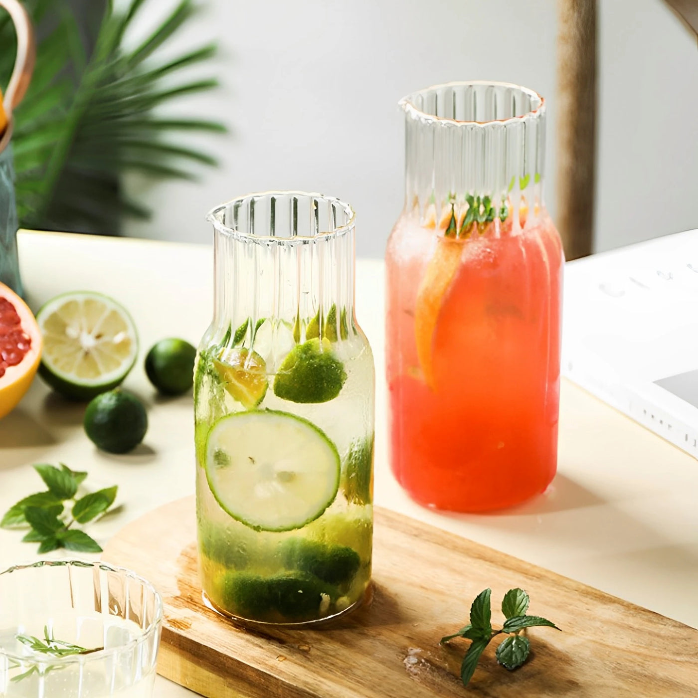 Glass Bedside Water Carafe Set - Elegant Bottle with Drinking Cup