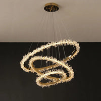 Dimmable Crystal Ring Chandelier - Modern LED Pendant Ceiling Light