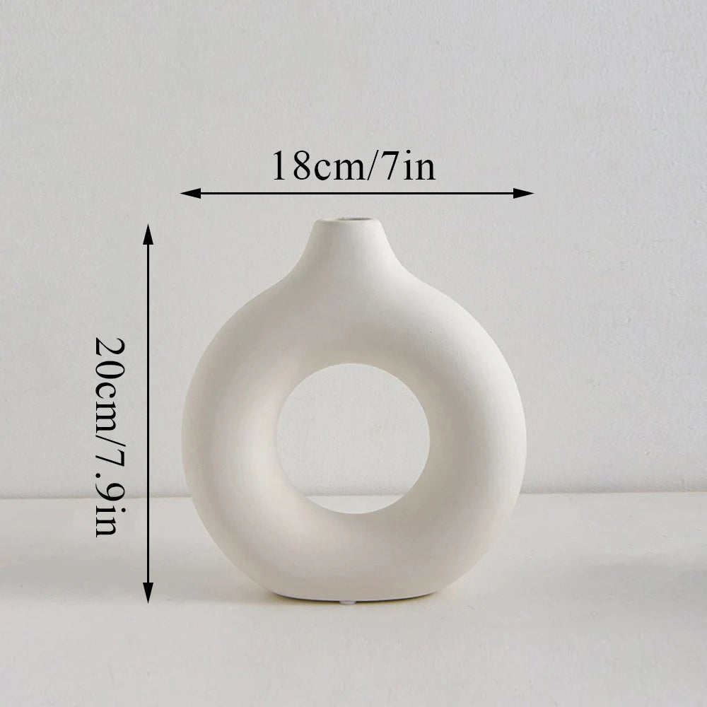 Nordic Hollow Decorative Vase - Circular Modern Accent Piece