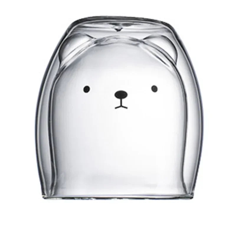 Double-Walled Animal Glass Mug - 250ml Cute Coffee Cup