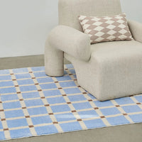 Plaid Plush Area Rug - Soft Minimalist Living Room Carpet