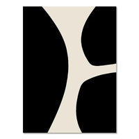 Abstract Boho Geometric Canvas Wall Art - Black and Beige Line Print