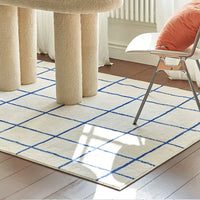 Plaid Plush Area Rug - Soft Minimalist Living Room Carpet
