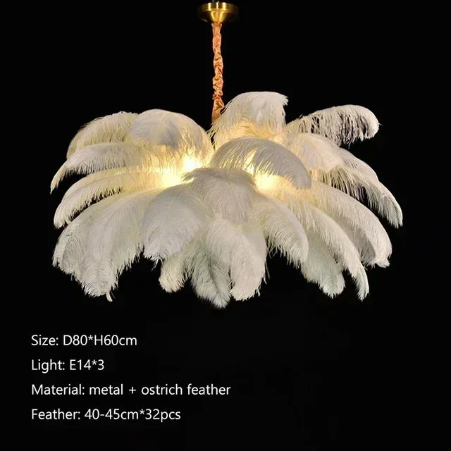 Feather Art Chandelier - Nordic Statement Pendant Light