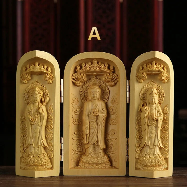 Hand-Carved Guanyin Buddha Statue - Boxwood Spiritual Home Decor