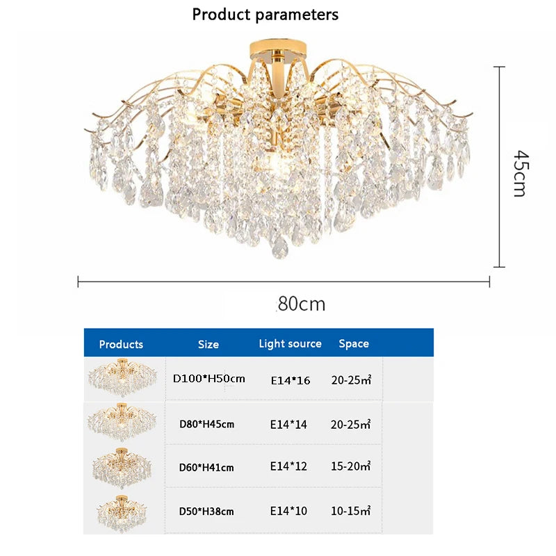 Crystal Ceiling Chandelier - Modern LED Light for Living & Dining
