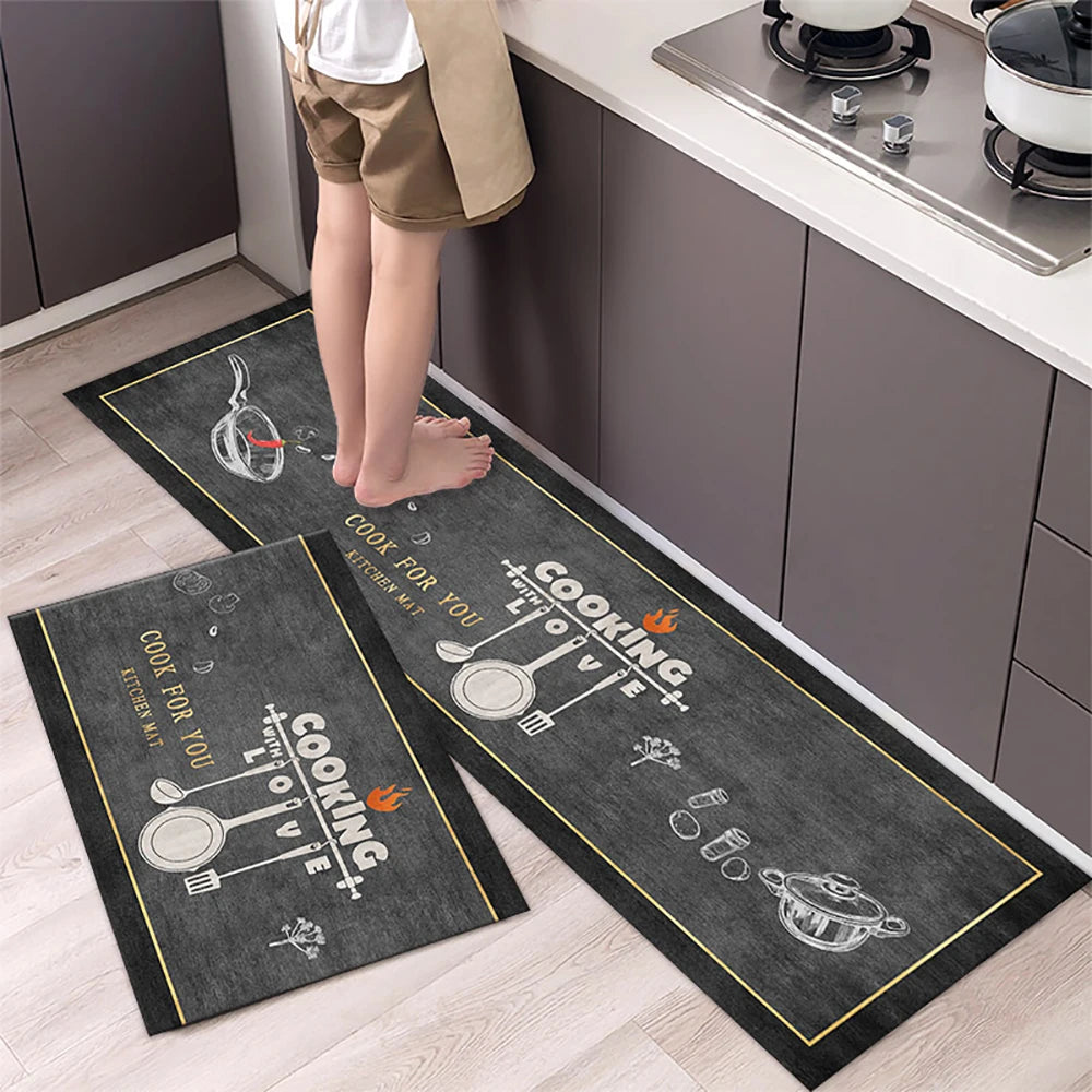 Soft Washable Kitchen Runner Rug - Anti-Slip Hallway and Entry Mat