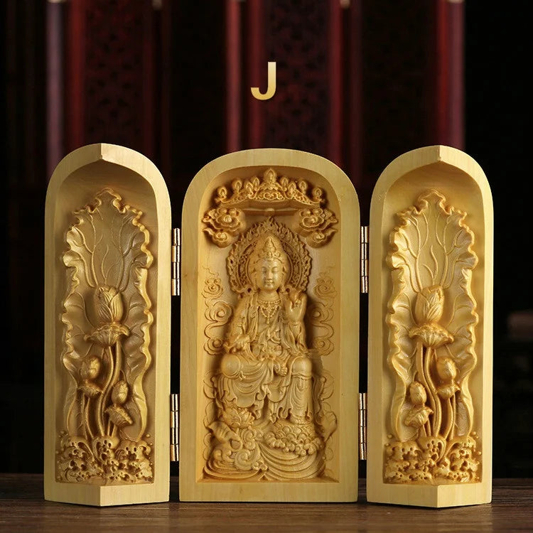 Hand-Carved Guanyin Buddha Statue - Boxwood Spiritual Home Decor