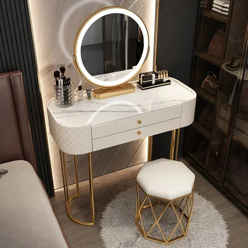 Luxury Makeup Vanity Desk - LED Mirror Dressing Table with Storage