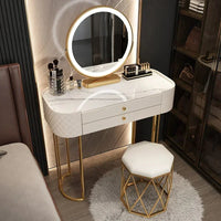 Luxury Makeup Vanity Desk - LED Mirror Dressing Table with Storage