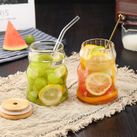 500ml Glass Tumbler with Straw - Mason Jar Cup with Bamboo Lid