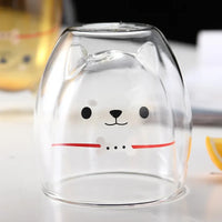 Double-Walled Animal Glass Mug - 250ml Cute Coffee Cup