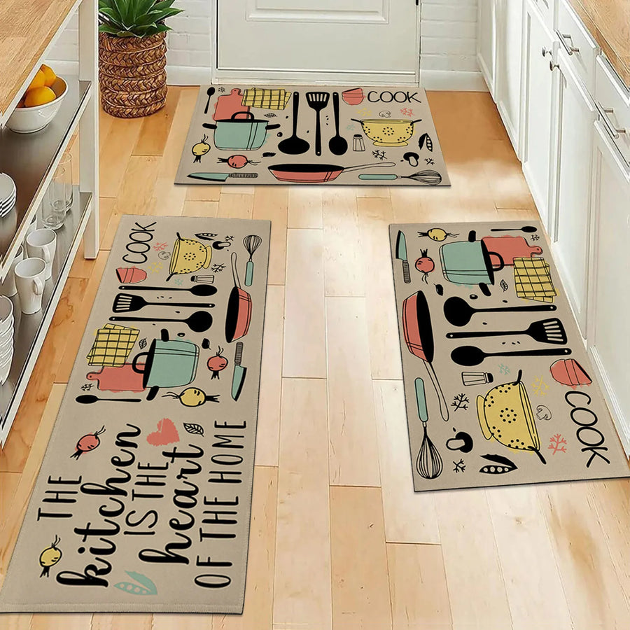 Cartoon Kitchen Floor Mat - Waterproof Washable Door Carpet
