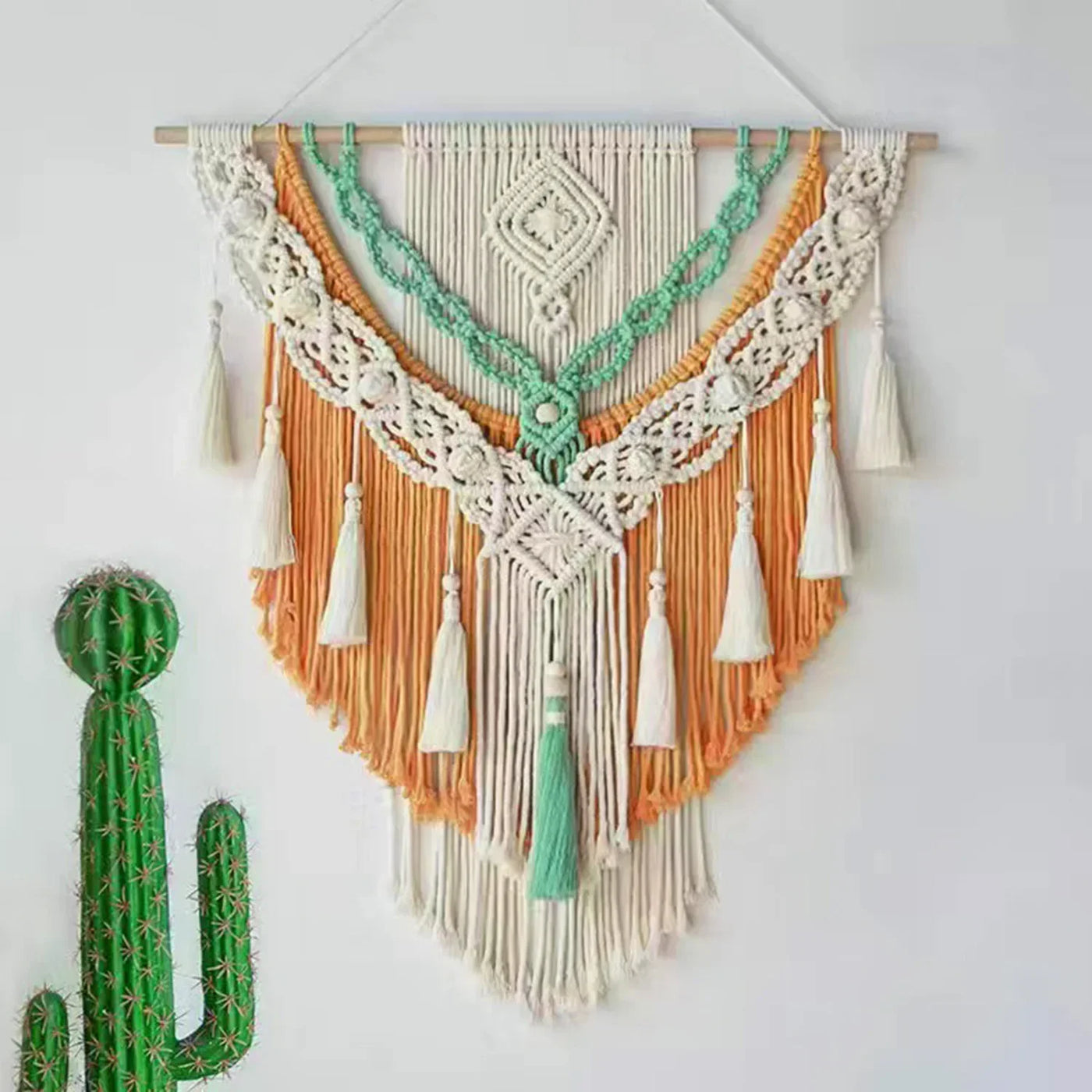 Handwoven Boho Macrame Wall Hanging - Geometric Tapestry Decor