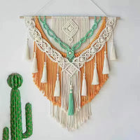 Handwoven Boho Macrame Wall Hanging - Geometric Tapestry Decor