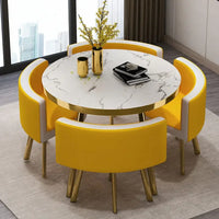 80cm Marble Round Dining Table Set - Modern Table with 4 Chairs