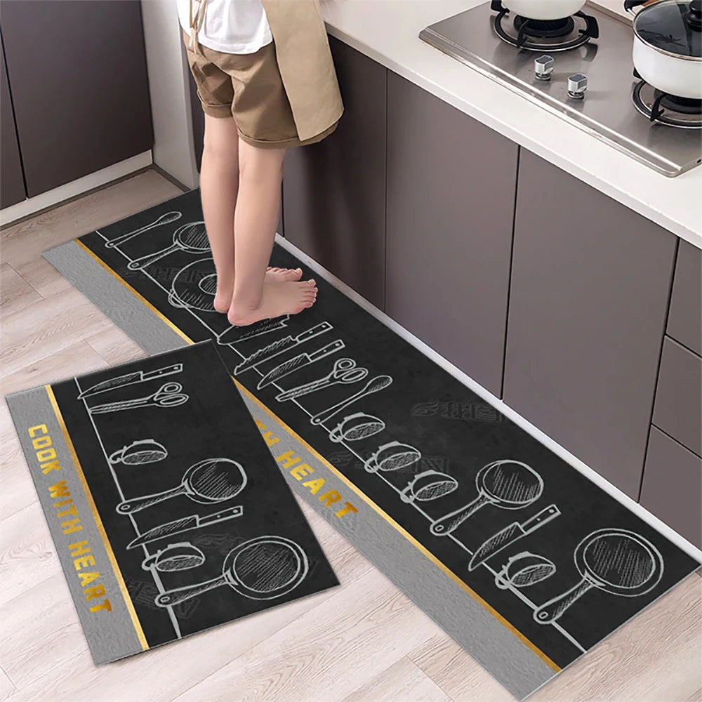 Soft Washable Kitchen Runner Rug - Anti-Slip Hallway and Entry Mat