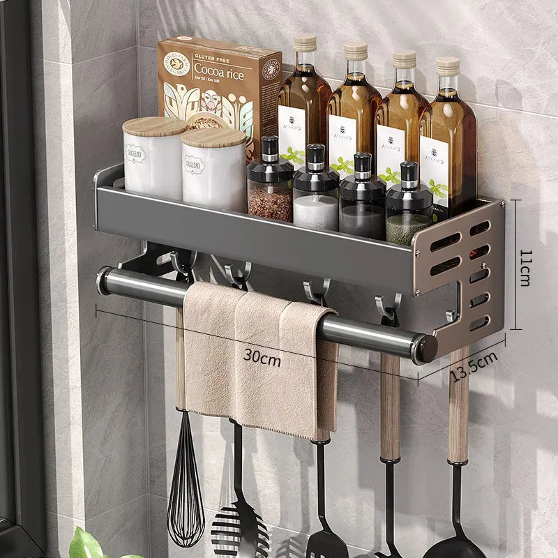 Gunmetal Aluminum Kitchen Storage Rack - No Drill