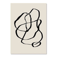 Abstract Boho Geometric Canvas Wall Art - Black and Beige Line Print