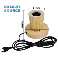 Vintage Wood Base Lamp Holder - E27 Edison Style Desk Light