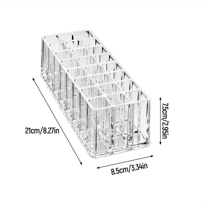 24 Slot Acrylic Makeup Organizer - Brush and Lipstick Storage Display