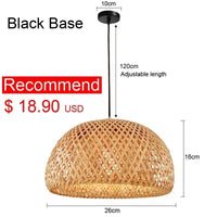 Handwoven Bamboo Rattan Pendant Light - Natural Wicker Ceiling Lamp