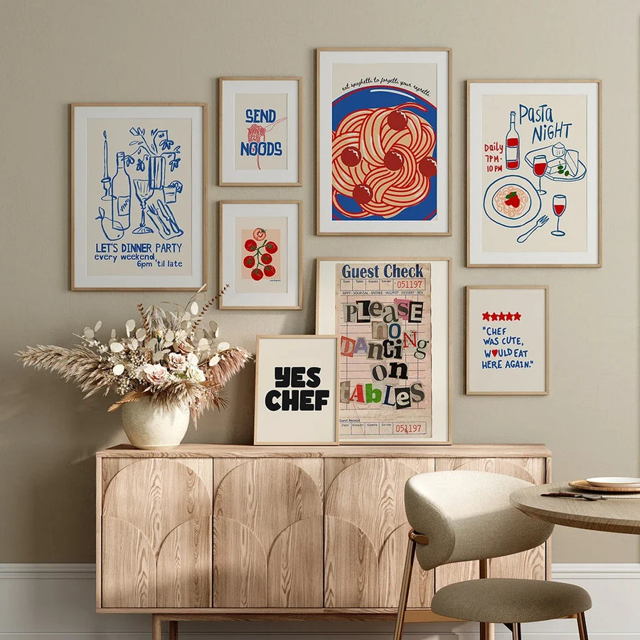 Wine and Cheese Canvas Wall Art - Modern Kitchen and Bar Print