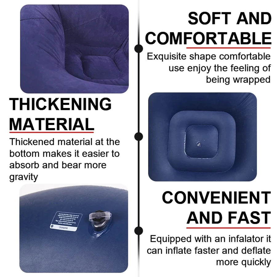 Inflatable Lounger Sofa Chair - Portable PVC Bean Bag Seat